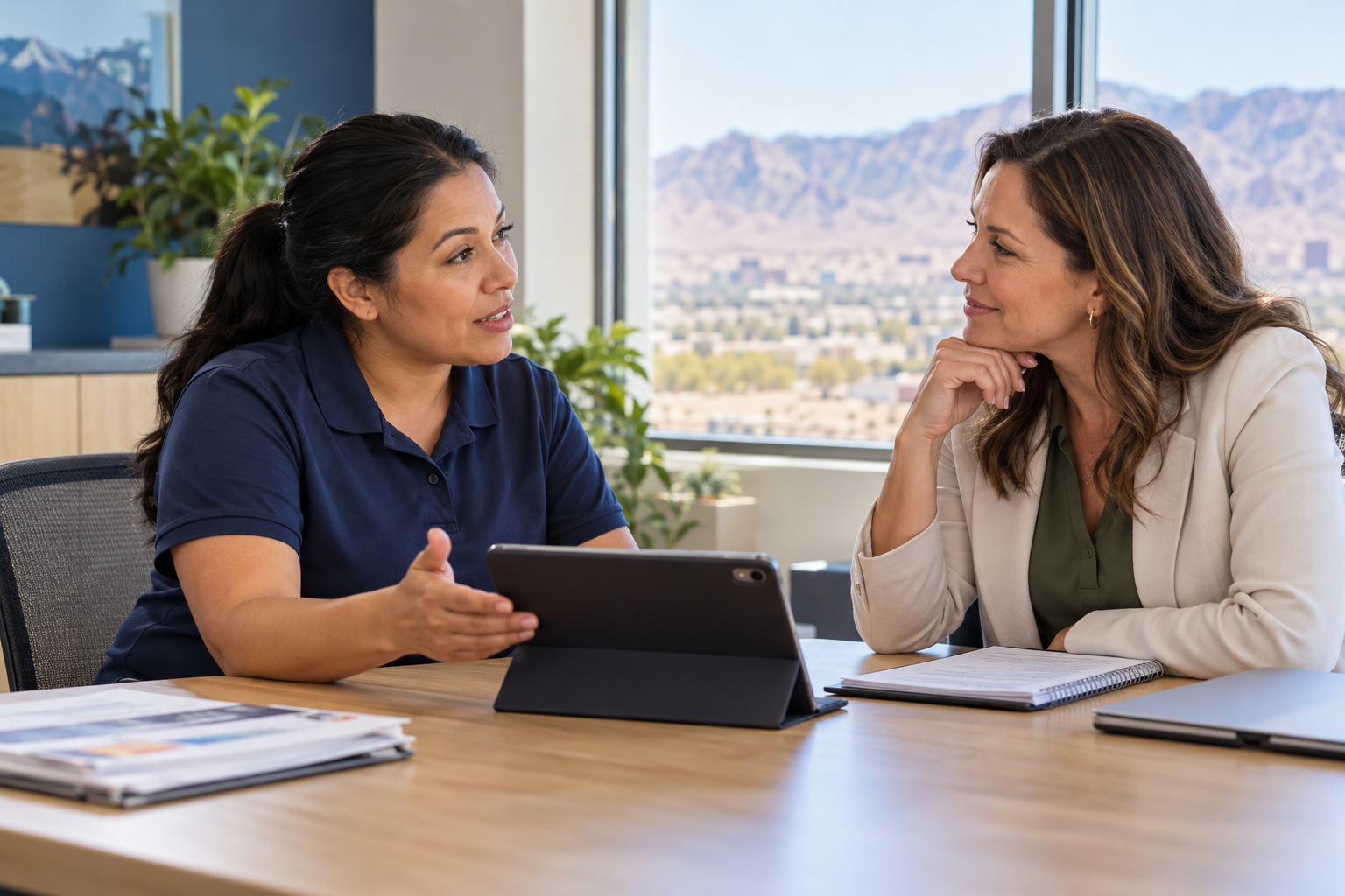 A diverse team of Nevada Community Health Workers overlooking Las Vegas